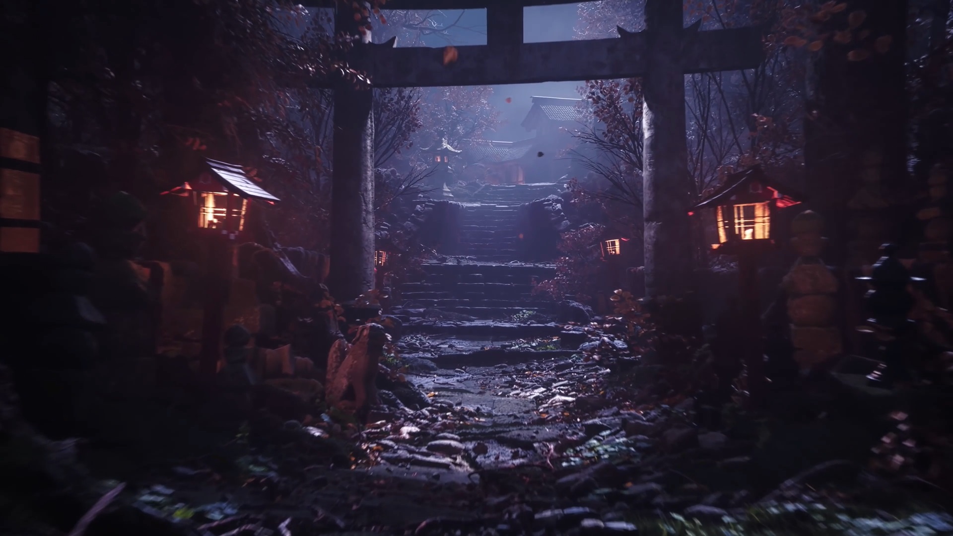 Dark gothic library interior with chandelier