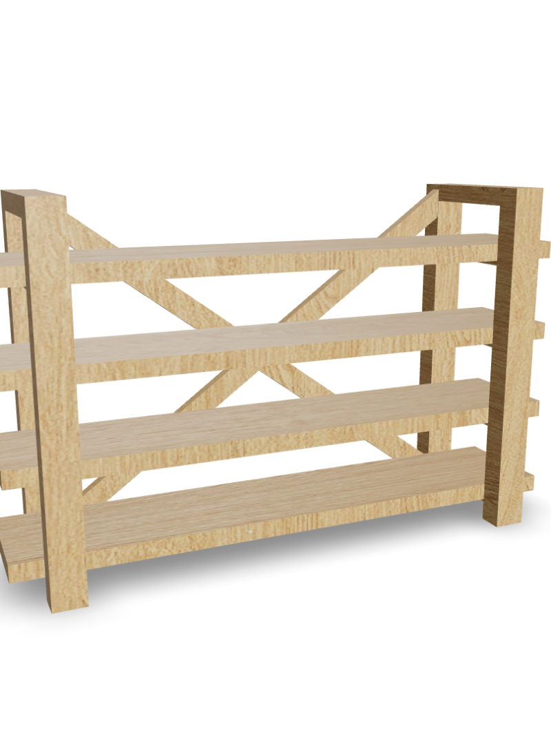 Modern wooden shelf with x-shaped braces