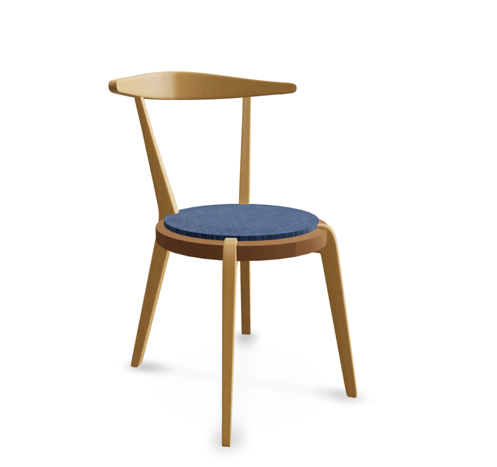 Contemporary Wooden Chair with Blue Upholstery