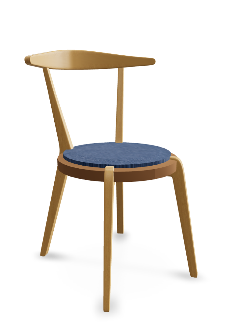Contemporary Wooden Chair with Blue Upholstery