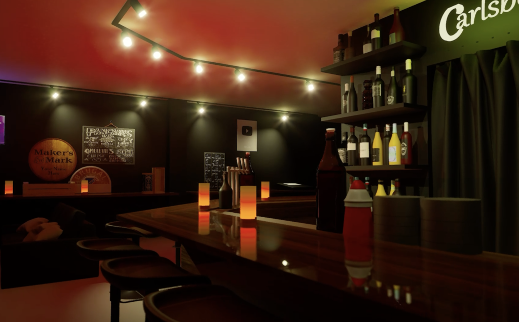 Moody Candlelit Bar with Warm Ambient Glow