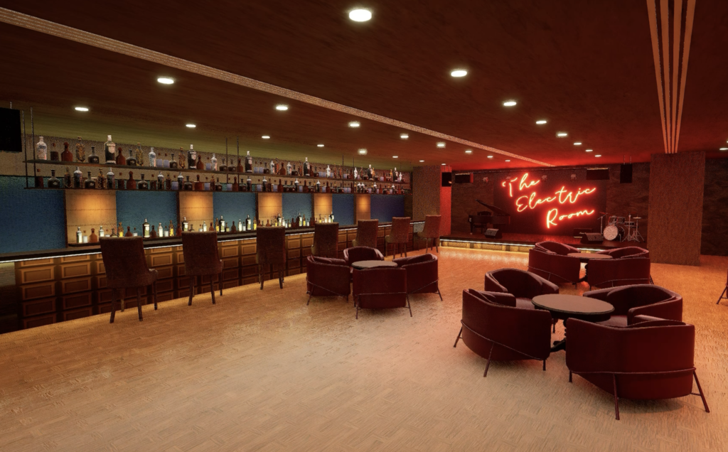 Elegant Live Music Lounge with Ambient Bar Lighting